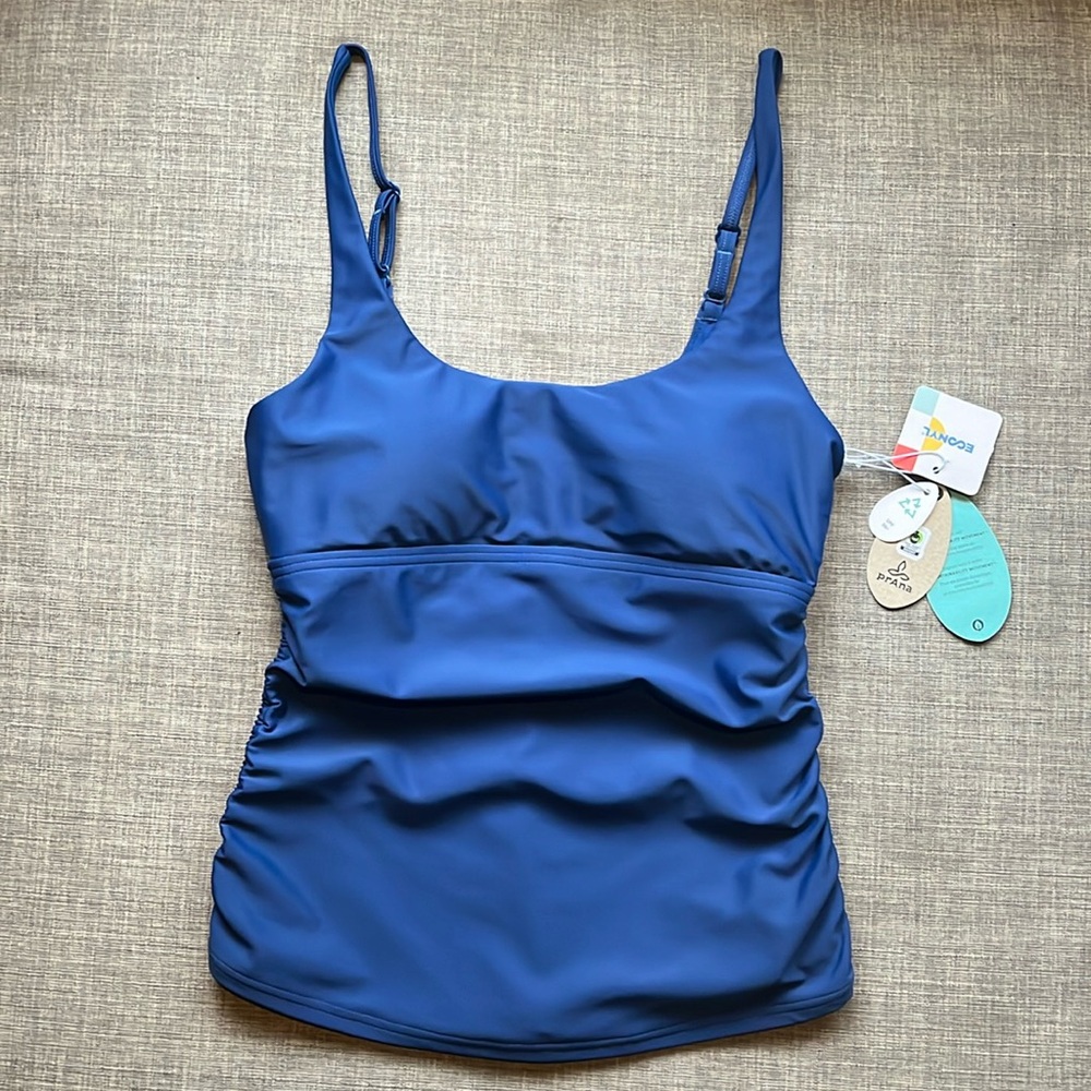 Prana Navy Blue Tankini Swim Top New with Tags Size Small